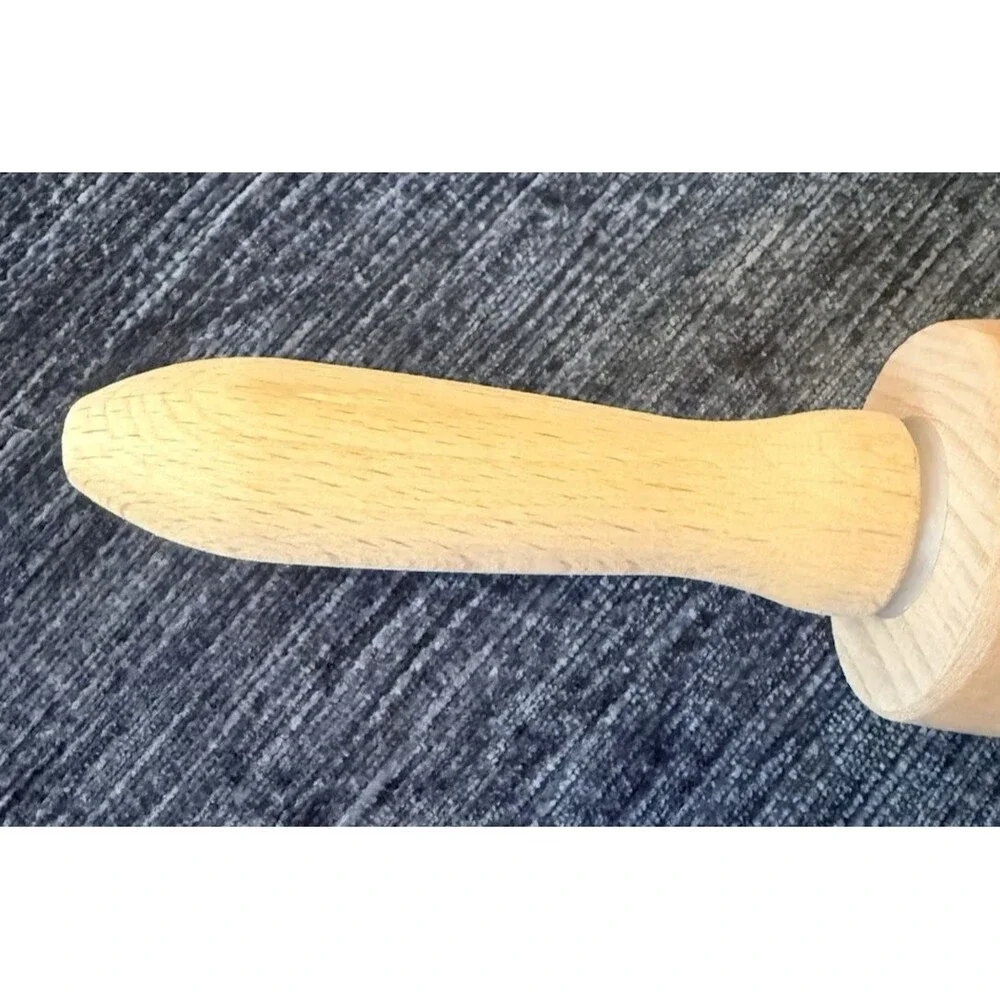 Engraved Wooden Rolling Pin With Handles Cat Pattern NEW